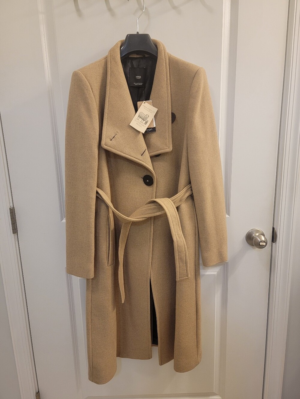 Mango Wool Blend Belted Camel Coat - Women (Small)